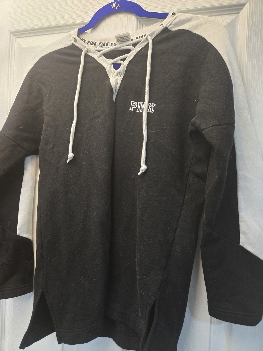 Victoria's Secret PINK Black & White Sweatshirt With Rose Embroidery
